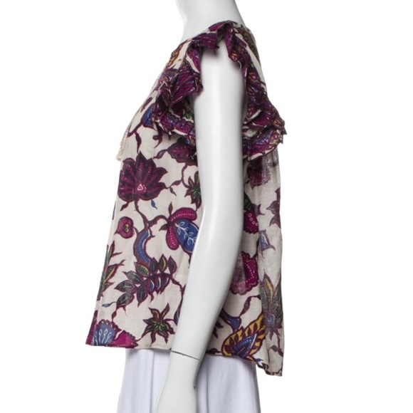 Love the Label New Ruffle Flutter Sleeve Floral Print V Neck Blouse Shirt S Boho - Picture 6 of 15